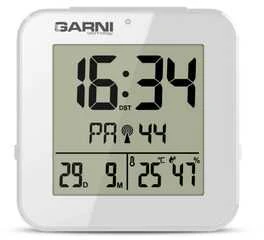 Garni Technology GARNI 138W - skaitmeninis žadintuvas su termometru ir higrometru, baltas