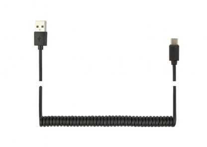 GEMBIRD USB C tipo kabelis, spiralinis, 1,8 m, juodas