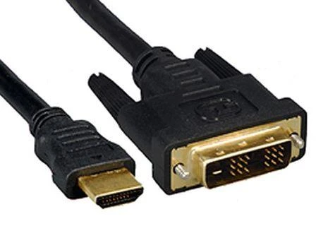 HDMI-DVI kabelio jungtys iš arti