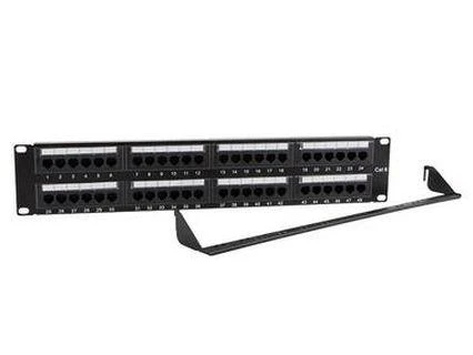 GEMBIRD NPP-C648CM-001 Gembird 19 patch panel 48 port 2U cat.6 su galinio kabelio valdymu, juodas