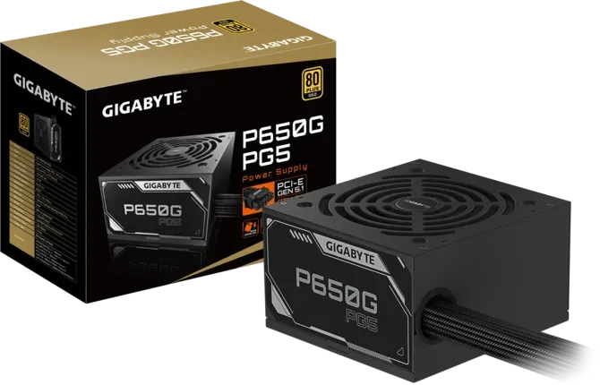 Gigabyte P650G PG5 650W maitinimo blokas, 80+ Gold, ATX 3.1, PCIe 5.1 (GP-P650G PG5)