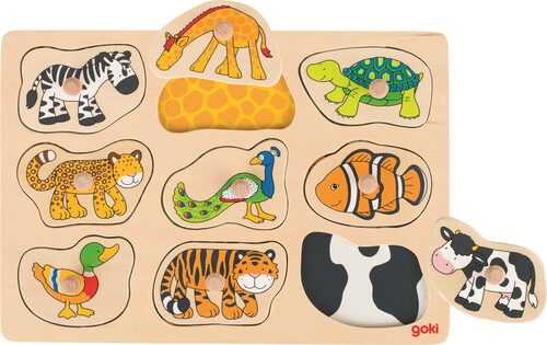 Goki Puzzle - dėlionė su rankenėlėmis, gyvūno motyvais (GOKI-57585)