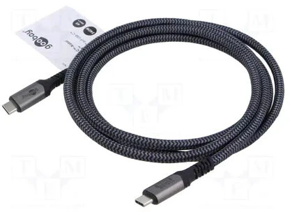 Goobay USB-C laidas, USB4, 1.8 m, juodas/Sidabrinis | USB-C į USB-C