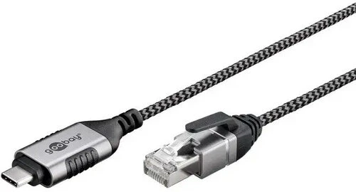 Goobay 74404, USB 3.1 A tipo, RJ45, 3 m, juodas, sidabrinis