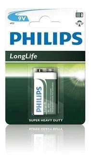 PHILIPS 6F22L1B/10 Baterija PHILIPS LONGLIFE 9V 6F22 (BLISTER OF 1)