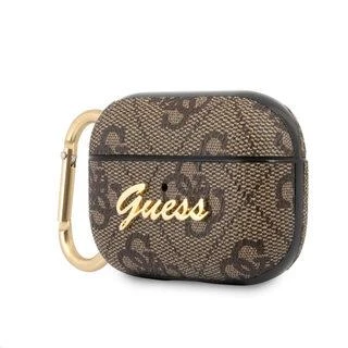 Dėklas GUESS GUAP4GSMW AIRPODS PRO COVER BRONZE/BROWN 4G SCRIPT METAL COLLECTION