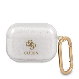 Dėklas GUESS GUAPUCG4GT AIRPODS PRO dangtelis permatomas blizgučiais