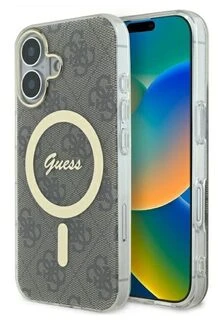 Guess GUHMP16SH4STW iPhone 16 6.1″ rudos spalvos kietas dėklas IML 4G MagSafe