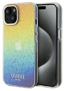 Guess GUHCP14SHDECMI iPhone 14 / 15 / 13 6,1" kietas dėklas IML Faceted Mirror Disco Iridesc