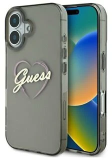 Guess GUHCP16MHCHGSPK iPhone 16 Plus 6.7″ juodos spalvos kietas dėklas IML Heart