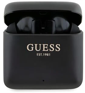 Guess Bluetooth ausinės GUTWSSU20ALEGK TWS + įkrovimo stotelė, juodos spalvos, su atspausdintu logotipu