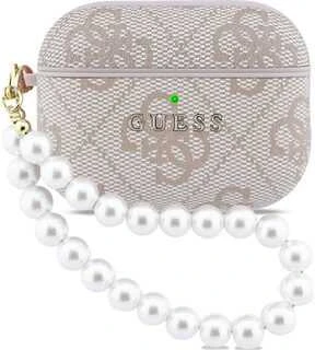 Guess PU 4G Classic Logo Pearl Strap dėklas skirtas Apple AirPods Pro 3 rožinės spalvos
