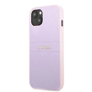 Dėklas Guess GUHCP13SPSASBPU Apple iPhone 13 mini 5,4″ violetinės spalvos Saffiano Hot Stamp & Metal Logo