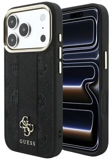 Guess Stripe Peony 4G Logo MagSafe dėklas, skirtas iPhone 17 Pro Max / 18 Pro Max – juodas
