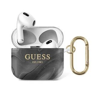 Guess GUA3UNMK AirPods 3 dėklas juodos spalvos Marble Collection