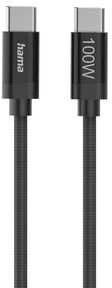 Hama USB-C - USB-C nailonas, 100W, 1.5m, juodas