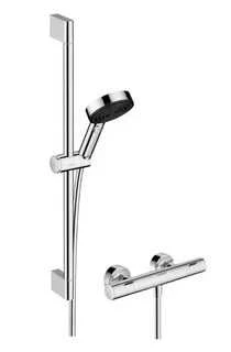 Hansgrohe „Ecostat Fine“ termostatinis dušo komplektas su „Pulsify Select S 105 3jet Relaxation EcoSmart“, chromuotas