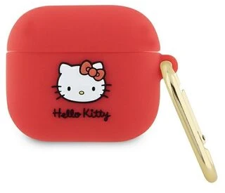 Hello Kitty HKA33DKHSF AirPods 3 dėklas fuksijos spalvos silikoninis su 3D Kitty galvute