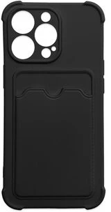 Hurtel Card Armor Pouch Samsung Galaxy A22 4G kortelių dėklas silikoninis Armor Air Bag dėklas telefonui juodos spalvos