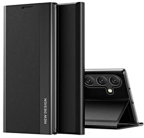 Hurtel „Sleep“ dėklas „Pro“, skirtas „Samsung Galaxy S25 Edge“ su „Flip and Stand“ funkcija – juodos spalvos