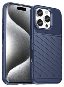 Hurtel Thunder iPhone 16 Pro silikoninis dėklas telefonui, mėlynos spalvos