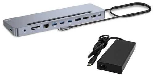 I-TEC USB-C Metal Ergonomic 4K 3x Ekrano prijungimo stotis su PD 100 W + I-tec universalus įkroviklis 100 W