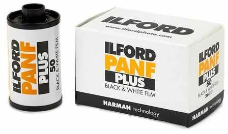 Fotojuosta Ilford Pan F+ 35mm, juoda/balta