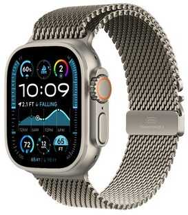 Išmanusis laikrodis Apple Watch Ultra 2 GPS + Cellular 49mm Natural Titanium Case Milanese Loop S Pilkas (MX4M3FD/A)