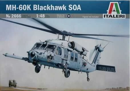 Italeri Sikorsky MH-60K Juodas Hawk SOA 1/48 surenkamas sraigtasparnio modelis