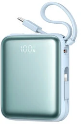 Joyroom JR-PBF27 22.5W 10000mAh Powerbank su dviem integruotais kabeliais – mėlynos spalvos