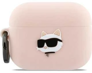 Karl Lagerfeld 3D Logo NFT Choupette Head Silicone dėklas skirtas AirPods Pro 3 Rožinė