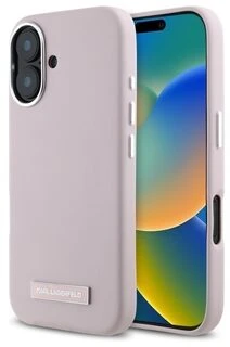 Karl Lagerfeld KLHMP16SPGMSRPP iPhone 16 6.1″ rožinės spalvos kietas dėklas FW Metal Plate MagSafe