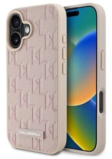 Karl Lagerfeld KLHMP16SPKHPORPP iPhone 16 6.1″ rožinės spalvos kietas dėklas Hot Stamp Magsafe