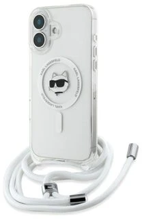 Karl Lagerfeld KLHMP16SHCCHNT iPhone 16 6.1″ kietas dėklas skaidrus IML Choupette Head & Cord Magsafe