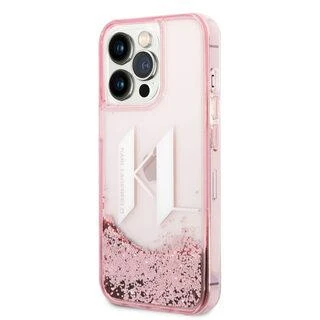 Karl Lagerfeld KLHCP14XLBKLCP iPhone 14 Pro Max 6.7" rožinis / rožinis kietas dėklas su skystais blizgučiais, didelis KL