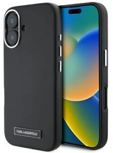Karl Lagerfeld KLHMP16SPGMSRPK iPhone 16 6.1″ juodos spalvos kietas dėklas FW Metal Plate MagSafe