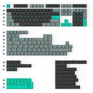 Klaviatūra Keychron Cherry ProfileDouble - Shot PBT klavišų rinkinys, mėtų/pilkos spalvos, 219 vnt.