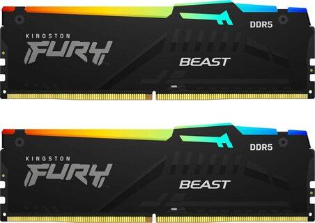 RAM „Kingston KF556C40BBAK2-64“ 64 GB 5600 MT/s DDR5 CL40 DIMM (2 vnt. rinkinys) „FURY Beast RGB“ | „Kingston“
