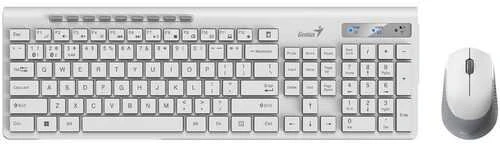 Genius SlimStar 8230 komplektas belaidė klaviatūra CZ/SK, balta su belaidė optinė pelė, 1x AA, 1x AA, classic, Dual-Mo
