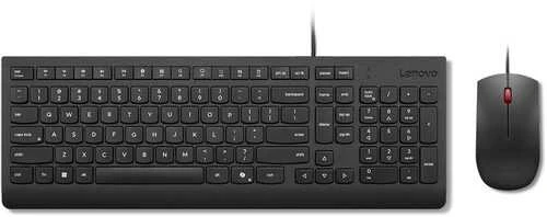 Klaviatūra LENOVO Essential laidinės USB klaviatūros + pelės rinkinys – USB, juoda