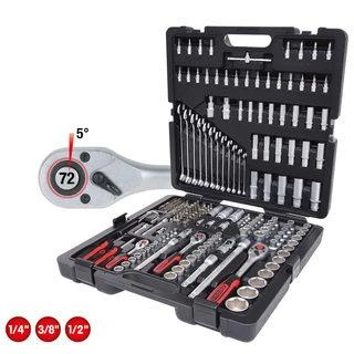 Raktų, terkšlių ir galvučių rinkinys KS TOOLS 1/4"+3/8"+1/2", 216 dalių