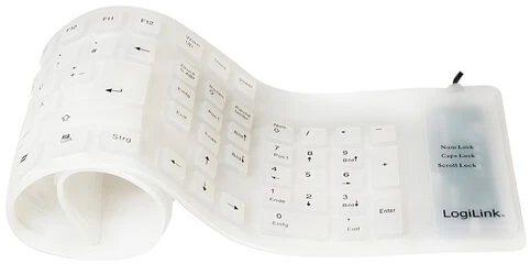 LogiLink klaviatūra USB PS/2 Flexibel Wasserfest balta – Klaviatūra – 106 klavišai