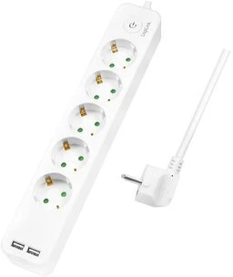 LogiLink 5 gniazd 1.5m balta | 2 x USB