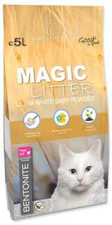 Placek Kačių kraikas - „Magic Litter Bentonite Ultra Baltas“ kūdikių pudra, 5 l