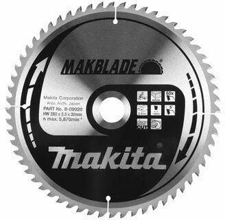 Makita T.C.T. pjūklas MAKBLADE 255X2.3X30mm 5° T60 B-09014 T.C.T • 255 x30 mm • T60 • 5° • Medienai