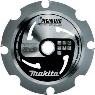 Makita T.C.T. pjūklas SPECIALIZED 165X2.3X20mm 12° T4 B-33685 T.C.T • 165 x20 mm • T4 • 12° • Fibrocemento plokštėms