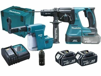 Makita DHR243RTJW Akumuliatorinis perforatorius 18 V 2x 5,0 Ah Li-ion, SDS-PLUS 2,0 J, 3,3kg LED, greitai pakeičiamas grąžto griebtuvas, BL-motor