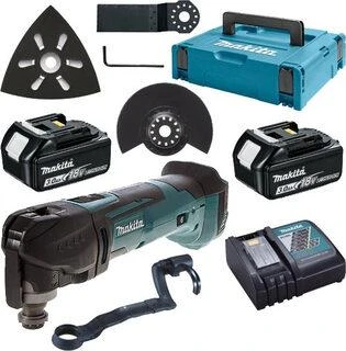 MAKITA DAUGIAFUNKCINIS ĮRANKIS 18V 2 x 3.0Ah Li-ION + PRIEDAI + MAKPAC DĖKLAS