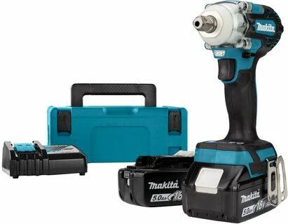 Makita DTW301RTJ komplektas su dviem 5.0Ah akumuliatoriais