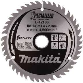 Makita T.C.T. pjūklas 136X1.4X20mm 23° T45 EFFICUT E-12114